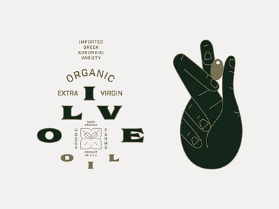 Hosea Farms Organic Olive Oil hand hands on modern greek olive bloom olive oil olives typographic