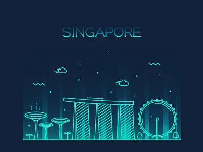 Singapore skyline architecture art city cityscape horizon landscape line linear panorama silhouette singapore skyline