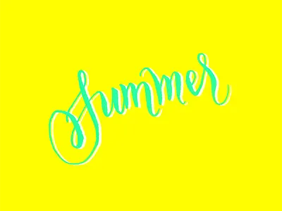 Summer is here! bright brush handletting lettering mint summer yellow