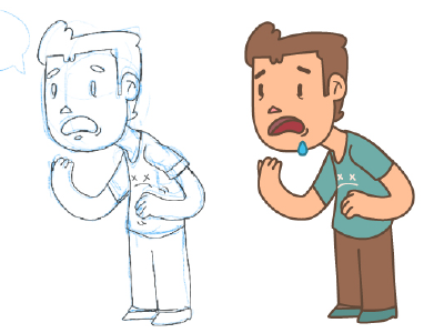 Hungry Guy character sketch vectors