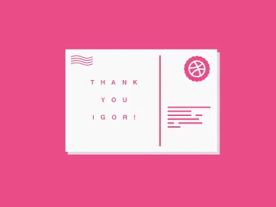 Dribbble Thanks invite postcard thank you