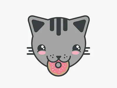 Om nom nom. bakery cat cute donut doughnut food illustration kawaii kitty