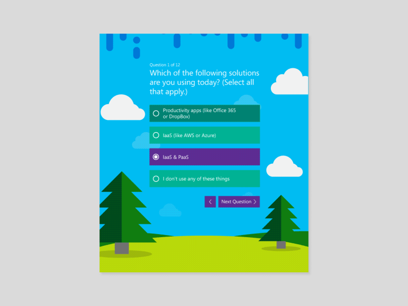 Quiz UI Design animation microsoft parallax quiz transitions ui