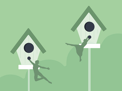 Birdhouse birdhouse boy girl illustration jump love