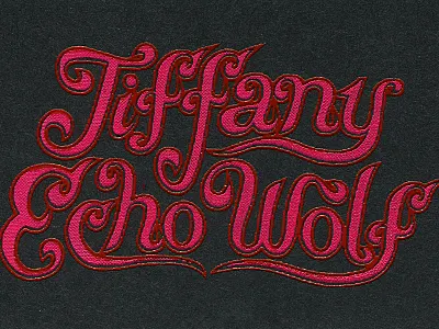 Tiffany Echo Wolf business card design hand made ink lettering screen printed texture typography