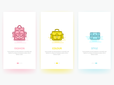 Guide pages app bag colour fashion ui