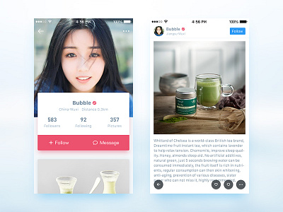 Personal page app drink ios ui water