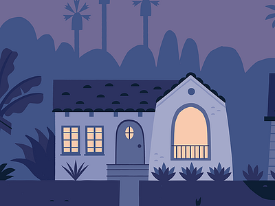 Los Angeles Nocturne architectural illustration architecture design illustration los angeles mission style retro vintage