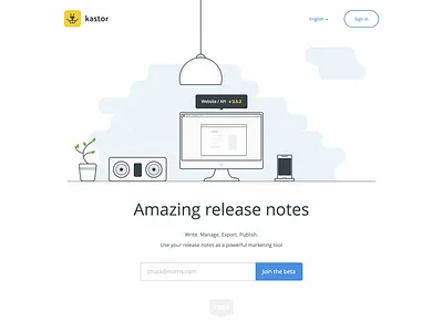 Kastor Landing Page beaver changelog flat home homepage illustration kastor landing release notes