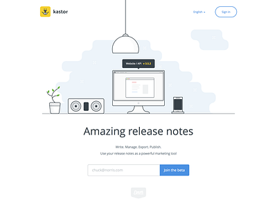 Kastor Landing Page beaver changelog flat home homepage illustration kastor landing release notes