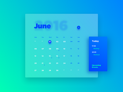 Daily UI #11_Calendar Card calendar card design events flat light note reminder transparency ui ux widget