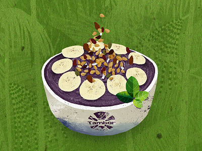 Açaí Bowl 2d açaí banana berry brazil breakfast fruit hawaii illustration inspiration jungle palms