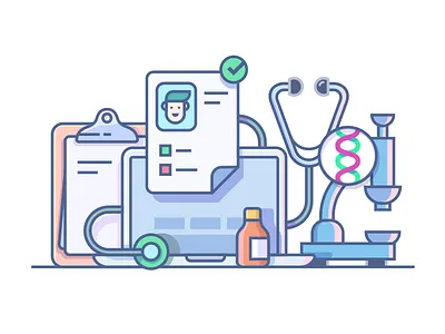 Medical accessories accessories care decor flat health holder illustration kit8 medicine microscope stethoscope