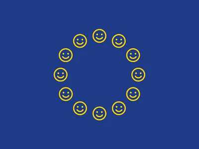 Get yer postal vote in! britain campaign circle eu europe face flag happy in referendum smile vote