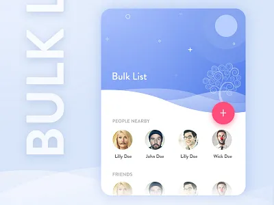 Bulk List blue clean contact design flat material mobile share ui ux web white