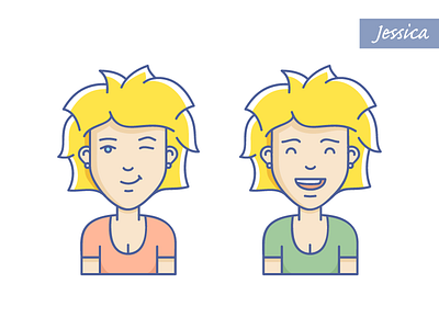 Jessica avatar character design face girl jessica line vector