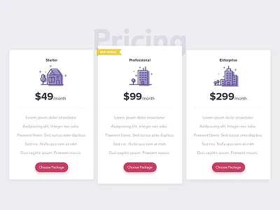 Pricing plans best choice compare icons price pricing table ui web design