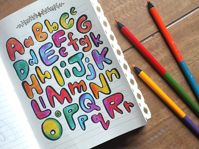 Bubble Rainbow Alphabet alphabet bubble bubble letters doodle lettering rainbow sketch sketch book typography wip