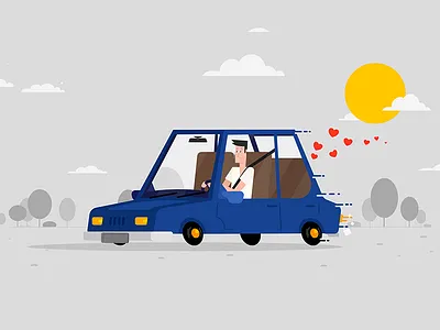 Driving Home car driving explainer flat home love video