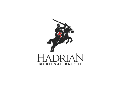 Hadrian Knight Logo history horse horseman king knight medieval royal shield strength strong sword warrior