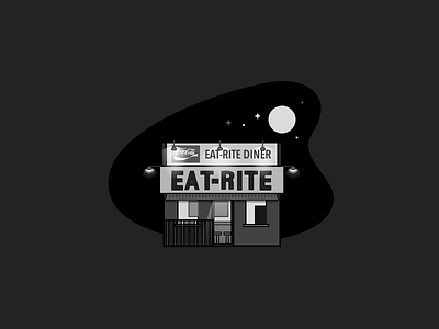 Eat-Rite Diner black and white diner illustration sketch vector