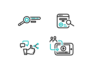 Icons - Search Engine, Social Media, Video icon line icon marketing search search engine search engine advertising seo social media marketing video video marketing