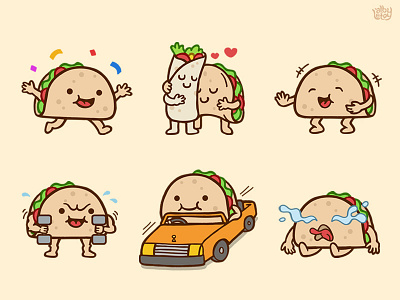 Taco 02 - Sticker Set app burrito character cute emoji emoticons illustration messenger nextkeyboard pack set stickers