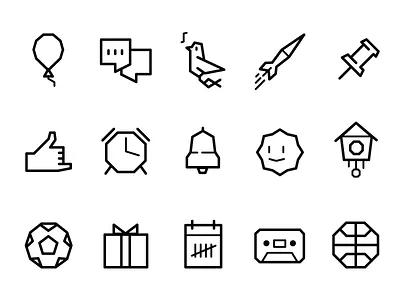 Pebble Icons alarm basketball bird calendar cassette clock icons mail pebble present sports watch