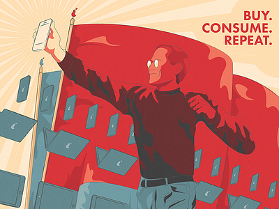 Consumerism buy flag more poster propaganda retro shit smartphone