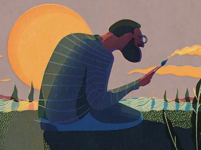 Happy Little Clouds clouds colors man painting photoshop screenprint sunset texture vancouver