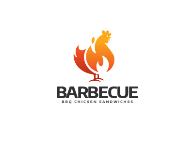 Barbecue Logo bake barbecue bbq chicken fire flame grill hot roasted rooster sandwiches