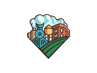 City Woodcut Color branding city concept design hand sketched icon illustration logo sketch woodcut