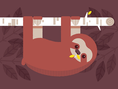 Weeee branch illustration leaves sloth tree
