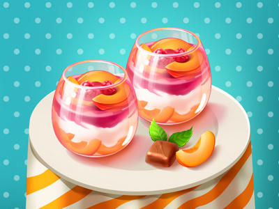 Desert With Peaches delicious desert tasty fruits glass sweet