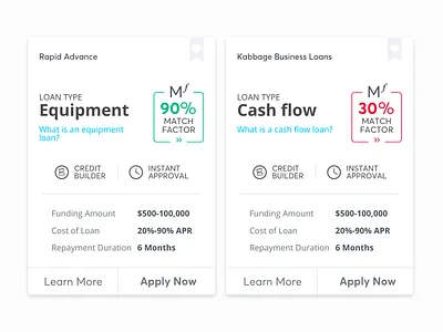 Compare Loans layout loans type uiux
