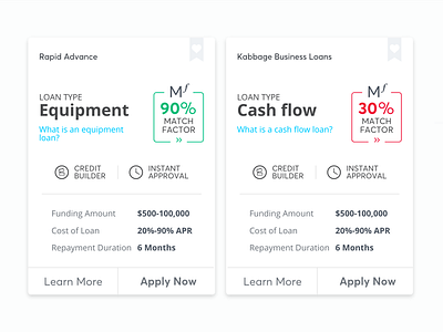 Compare Loans layout loans type uiux