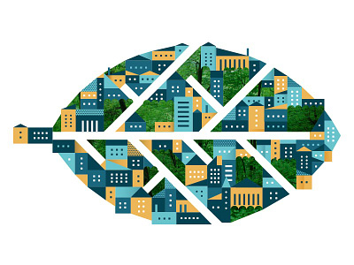 Leaf buildings editorial green city leaf nature urban vector