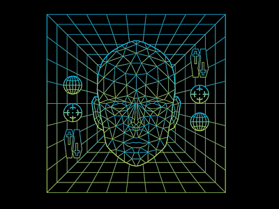 Wired coffin computer death future futuristic globe gradient lines lo fi retro wireframe