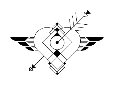 <3 arrow graphic heart line art love symmetrical target wings
