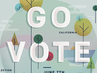 Go Vote Poster california election flat illustration los angeles ocean poster trees type typography vote