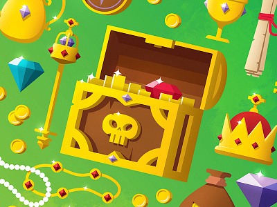 Treasure coins design gems gold icons illustration jewels loot treasure vector