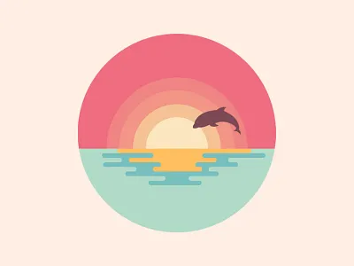 Scenery icon color dolphin reflection sea sun