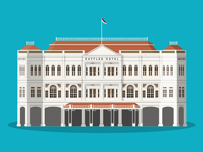 51/50: Raffles Hotel architecture buildings flat design hotel illustration raffles singapore