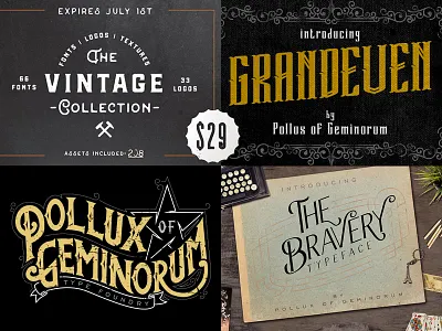The Vintage Collection - Only $29 bundle font pixelsurplus polluxofgeminorum poster typeface typography vintage