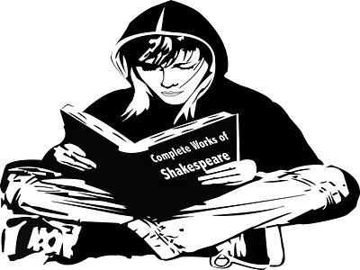 The complete works of Shakespeare: Reading is cool, kids graffiti reading shakespeare stencil teen