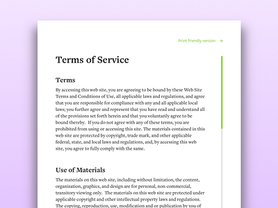 Daily UI #089 - Terms Of Service daily ui dailyui terms of service ui design user interface design web design