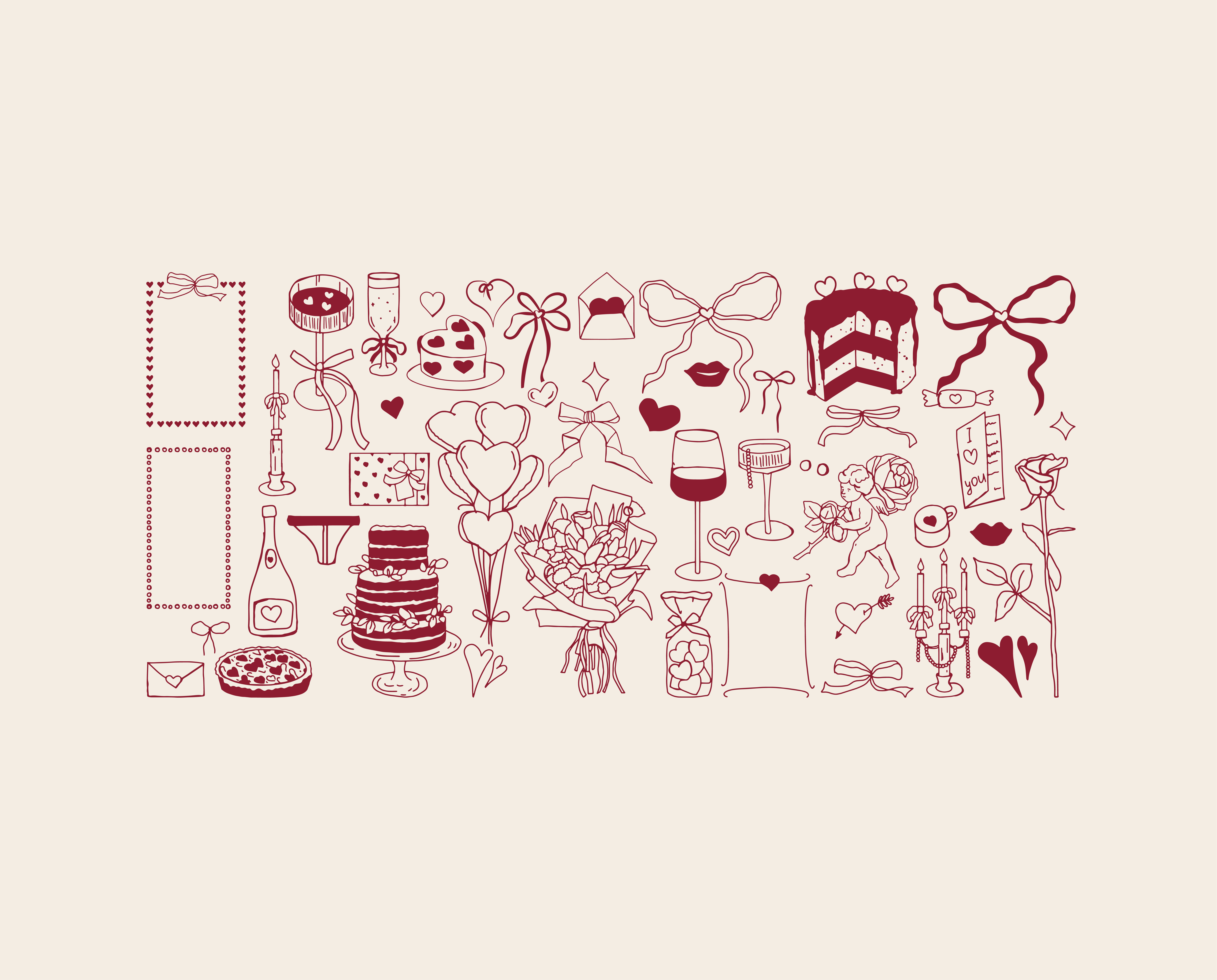 Valentine’s Day hand drawn illustrations adobe illustrator branding digital illustration ecommerce elegant graphic design hand drawn illustration minimalism packaging painting pink red typography valentines day vector vintage