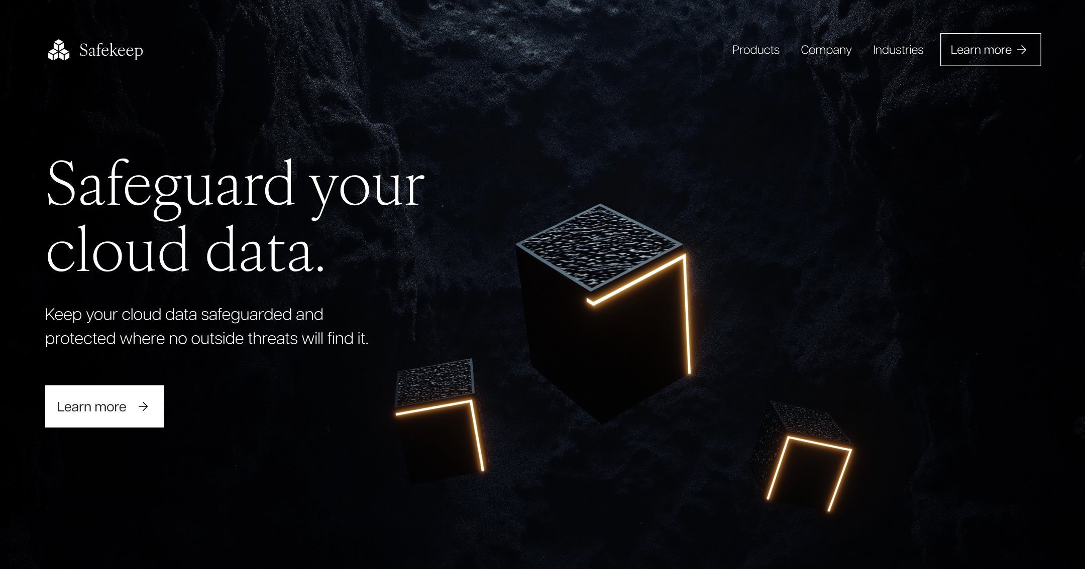Safekeep Design Exploration cloud cyber cybersecurity data figma hero hero section modern tech technology web design website design