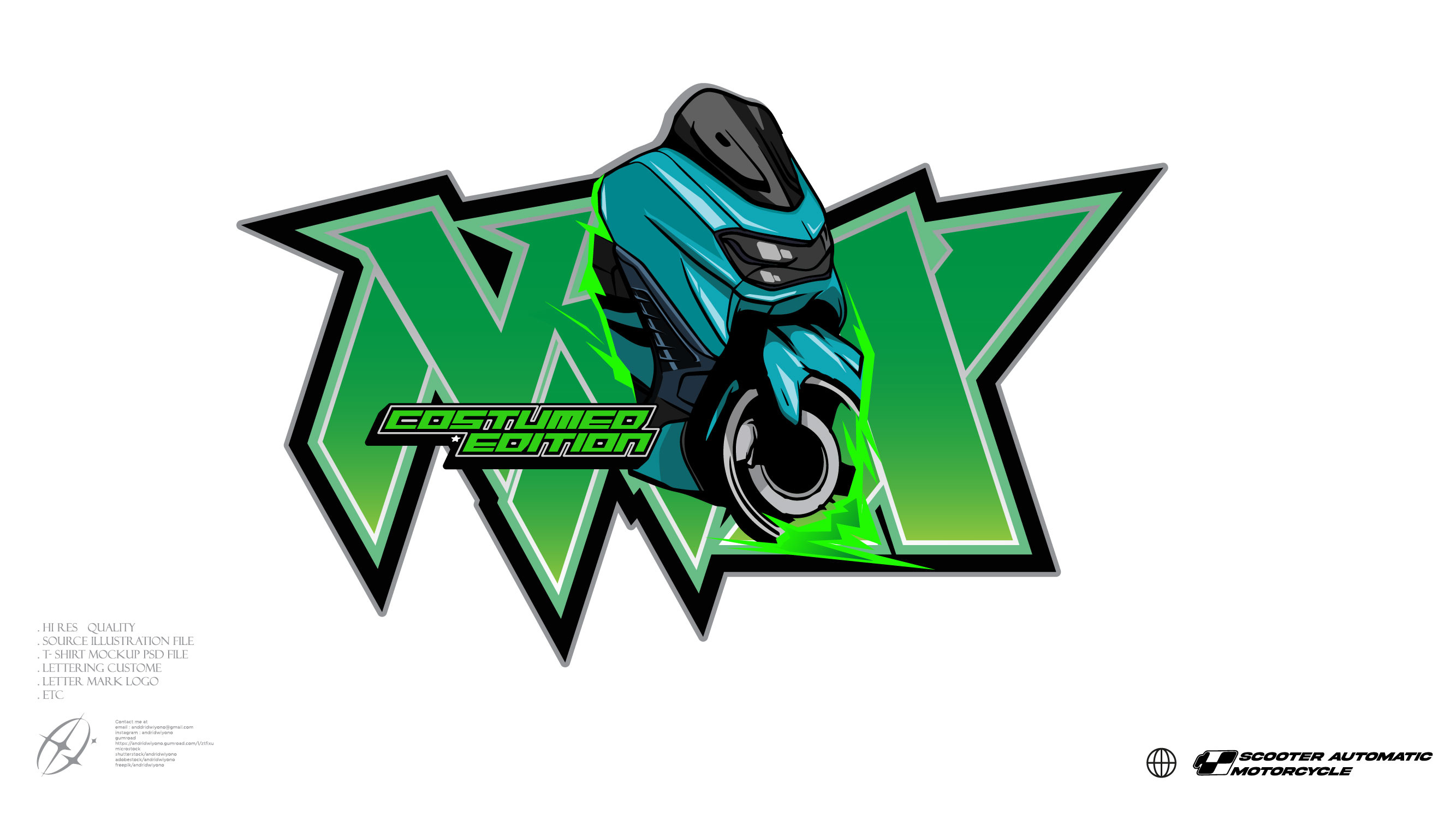 SCOOTER COSTUMED NMAX art branding design fashion graphic graphic design illustration logo moto otofashion scooter sport style vector