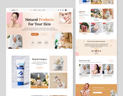 LumiGlow - Skin Care Products Website beauty care cosmetics e commerce facewash figma landing page products skin skin care ui uiux ux design web design website